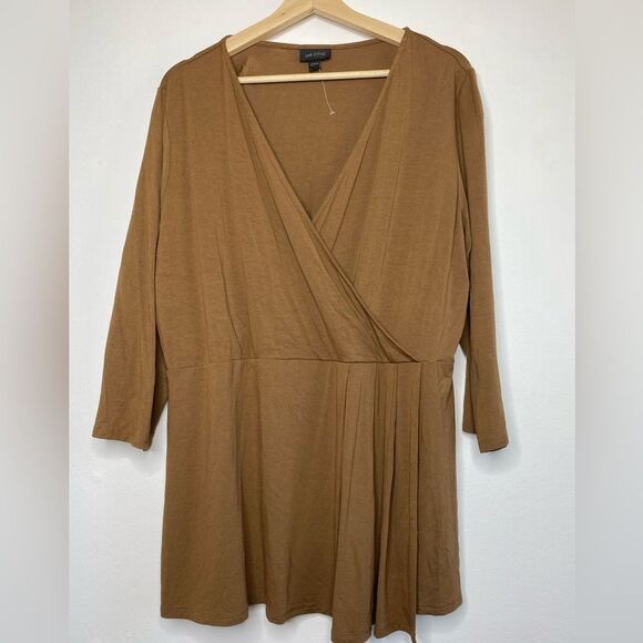 NWOT J.Jill Cross over Brown Women's Top Size Large - Picture 2 of 6